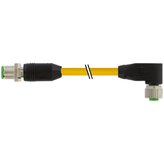 M12A Fem Coudé 8p/M12A Mâle Droit 8p; TPE UL/CSA 8x22AWG Jaune 2m - 7700-48011-U0H0200 M12A Fem Coudé 8p/M12A Mâle Droit 8p; TPE UL/CSA 8x22AWG Jaune 2m - 7700-48011-U0H0200-Lire la description