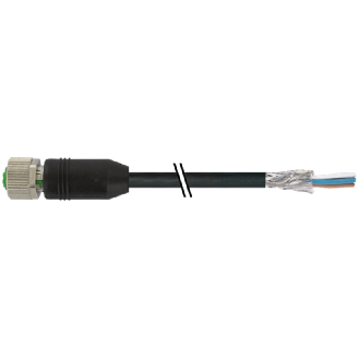 M12A Fem Droit 4p; Câble Blindé PUR UL/CSA 4x0.34 Noir Cpc 15m - 7000-13201-6411500-Lire la description