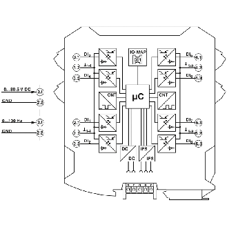 Module d'extension 8E TOR (0 à 30,5Vdc) ou 2E d'impulsion (0 à 100Hz) - RAD-DI8-IFS-Lire la description