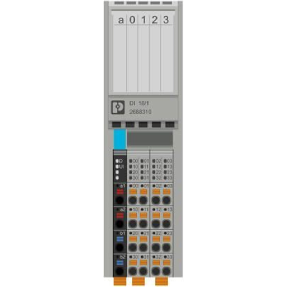 Module 16 entrées TOR, 24VDC, IP20, Axioline F - AXL F DI16/1 1H-Lire la description