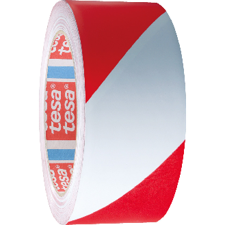 tesa Warnmarkierungsband, linksweisend, rot/weiß, 50mm, 33m lang, 2 Rollen/VE-Beschreibung lesen
