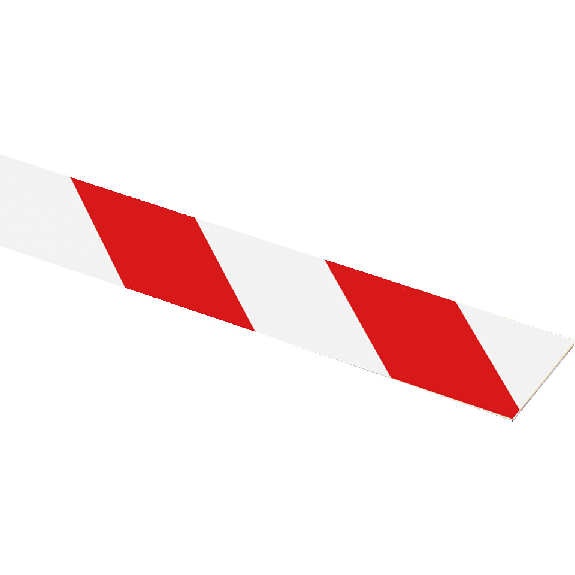 Flachmarkierung, linkssweisend, rot/weiß schraffiert, Aluminium, 100x990mm, ASR A1.3-Lire la description