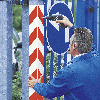 Winkelmarkierung, rot/weiß schraffiert, Aluminium, 50x990mm, ASR A1.3