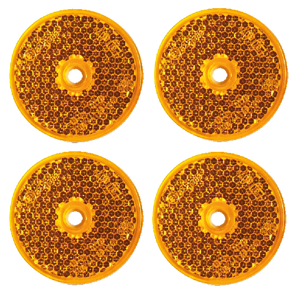 Warn-Reflektor, mit Schraubloch, gelb, Kunststoff, Ø 61mm, 4 Stück/VE-Beschreibung lesen