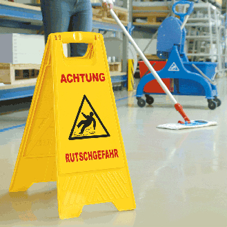 Warnaufsteller Stabil, Achtung Rutschgefahr, 2-teilig, doppelseitig, Polypropylen, 230x600mm-Beschreibung lesen