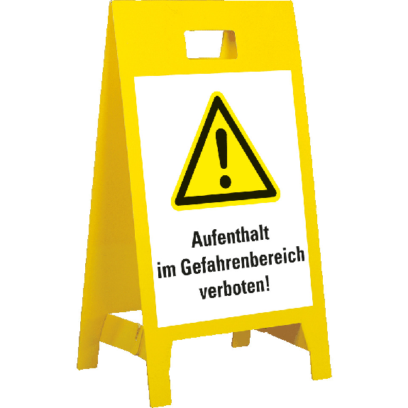 Warnaufsteller Leicht, Aufenth.Gefahrenb.verb., gelb, Polypropylen, 350x650mm, 300g Warnaufsteller Leicht, Aufenth.Gefahrenb.verb., gelb, Polypropylen, 350x650mm, 300g-Beschreibung lesen