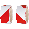 Set Warnmarkierungsband,rot/weiß,Folie mit Trägerpapier,100mm,16,5m/RO,2RO/VE