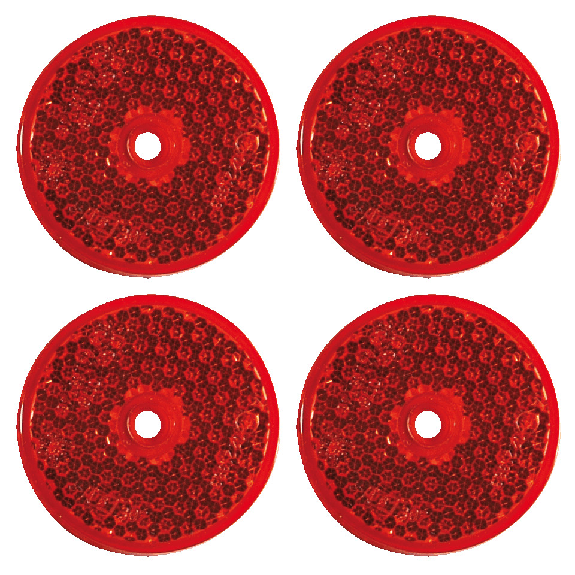 Warn-Reflektor, mit Schraubloch, rot, Kunststoff, Ø 61mm, 4 Stück/VE-Beschreibung lesen
