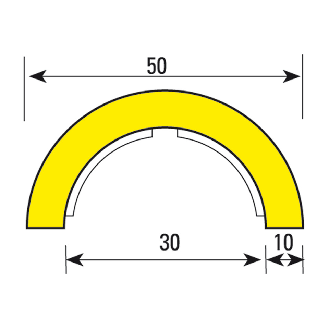 Knuffi Rohrschutzprofil Typ R1, selbstklebend/Schellen, gelb/schwarz, Ø30mm, PU, 1m-Beschreibung lesen