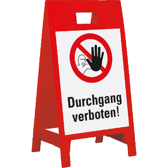 Warnaufsteller Leicht, Durchgang verboten!, rot, Polypropylen, 350x650mm, 300g, ASR A1.3 Warnaufsteller Leicht, Durchgang verboten!, rot, Polypropylen, 350x650mm, 300g, ASR A1.3-Beschreibung lesen