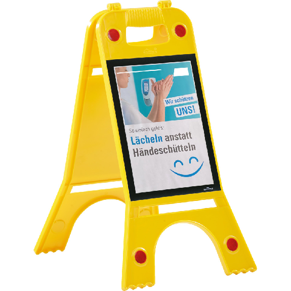 Warnaufsteller mit DURABLE Informationsrahmen DURAFRAME, gelb, 620mm, Einlegemaß:A4 Warnaufsteller mit DURABLE Informationsrahmen DURAFRAME, gelb, 620mm, Einlegemaß:A4-Beschreibung lesen