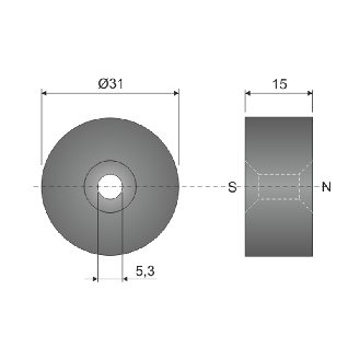 Aimant Ø 30x10 mm - M-30-Lire la description