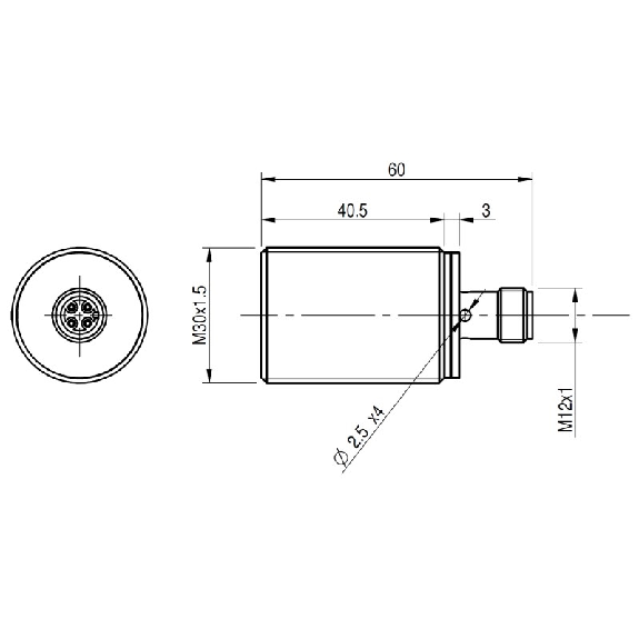 DPI Ex M30 PNP NO P15mm noyé 44(40.5)mm Laiton M12 4P - AT6/AP-3HAN-Lire la description