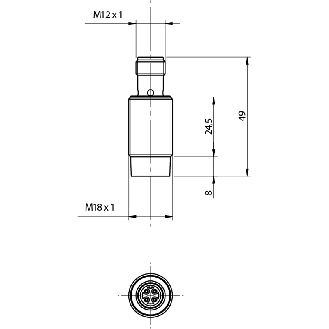 DPI M18 NPN NO+NF P8mm non noyé 49(24.5)mm Laiton 10-30Vdc M12 4P - AK6/BN-2H-Lire la description