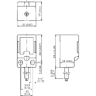 DPI Rect. PNP NO P5mm non noyé 17x17x29.5mm Plast. 10-30Vdc Câble 2m - IQE17-05NPSKW2S-Lire la description