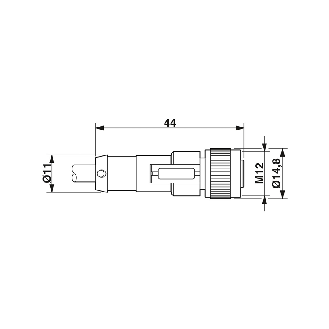 M12A Fem Droit 4p/M12A Mâle Droit 4p; PUR 4x0.34 Gris/Noir 10m - SAC-4P-M12MS/10,0-PUR/M12FS-Lire la description