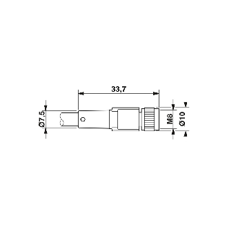 M08A Fem Droit 3p/M12A Mâle Droit 3p; PUR 3x0.25 Gris/Noir 3m - SAC-3P-M12MS/3,0-PUR/M 8FS-Lire la description