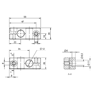 Système de fixation, Logement de tiges Ø12 mm, Aluminium - BMS CC-M-D12-B-00 (BAM002Z)-Lire la description