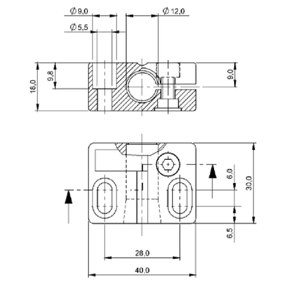 Bloc de serrage avec butée fixe pour détecteur Ø12mm ou M12, PA 6 - BES 12,0-KB-3-F (BAM00CA) Bloc de serrage avec butée fixe pour détecteur Ø12mm ou M12, PA 6 - BES 12,0-KB-3-F (BAM00CA)-Lire la description