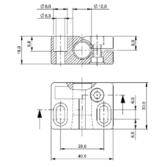 Bloc de serrage avec butée fixe pour détecteur Ø12mm ou M12, PA 6 - BES 12,0-KB-3-F (BAM00CA)-Lire la description