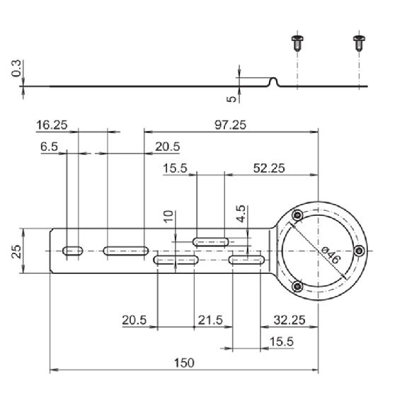 Ressort anti-rotation à un bras, fixation Ø64,5...281 mm, vis M4 - Kit de montage 021 Ressort anti-rotation à un bras, fixation Ø64,5...281 mm, vis M4 - Kit de montage 021-Lire la description