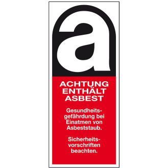 Gefahrenkennzeichen Achtung enthält Asbest, Typ B, Folie, selbstklebend, 100x240mm-Beschreibung lesen