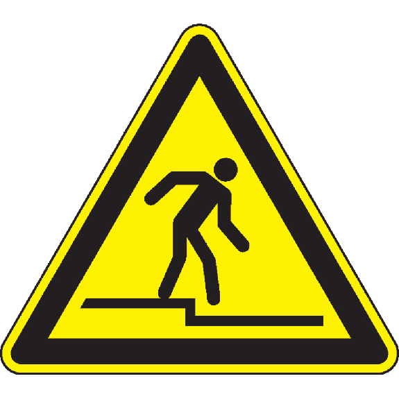 Warnschild Warnung vor Abwärtsstufe, ISO, Folie, selbstklebend, SL 200mm Warnschild Warnung vor Abwärtsstufe, ISO, Folie, selbstklebend, SL 200mm-Beschreibung lesen