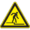 Warnschild Warnung vor Abwärtsstufe, ISO, Folie, selbstklebend, SL 200mm Warnschild Warnung vor Abwärtsstufe, ISO, Folie, selbstklebend, SL 200mm