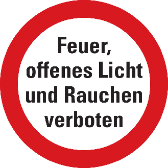 Verbotsschild Feuer,offenes Licht und Rauchen..., praxisb., Folie, Ø 200mm-Beschreibung lesen