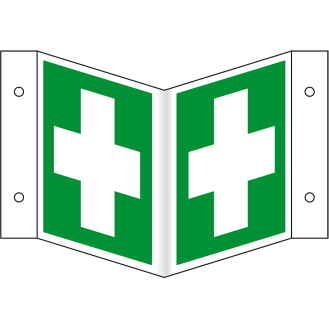 Rettungs-Nasenschild Erste Hilfe, Kunststoff, 200x200mm, ASR A1.3, DIN EN ISO 7010 E003-Beschreibung lesen