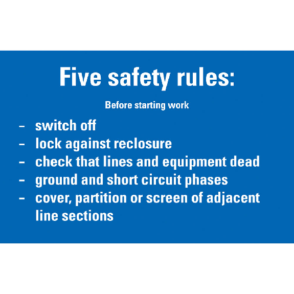 Hinweisschild Five safety rules before..., praxisbewährt, Resopal, 200x300mm Hinweisschild Five safety rules before..., praxisbewährt, Resopal, 200x300mm-Beschreibung lesen