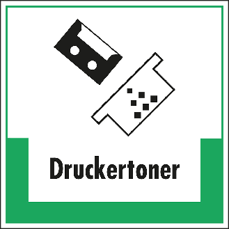 Abfallkennzeichen Druckert, mit Symbol und Text, Folie, selbstklebend, 200x200mm-Beschreibung lesen