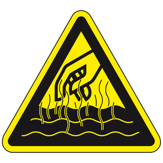 Warnschild Warnung vor heißen Flüssigkeiten und Dämpfen, praxisbewährt, Folie, SL 100mm-Lire la description