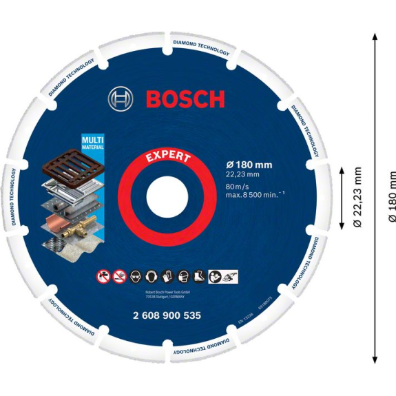 Disque  trononner Bosch EXPERT Diamond Metal Wheel, 180 x 22,23 mm-Leer más
