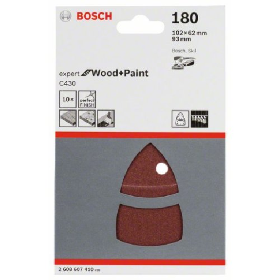 Schleifblatt C430, 10-teilig, 102 x 62, 93 mm, 180, 11 Löcher-Beschreibung lesen