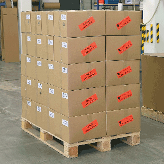 Hinweisetikett Zerbrechlich! Vor Nä., leuchtrot, permanent haftendes Haftpapier, 147x50mm, 250/RO-Beschreibung lesen