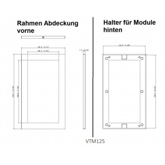 Dahua - VTM125 - 2 Modul Rahmen, - Rahmen für VTM127 - Material: Aluminium - 2 Komponenten, Rahmen für Abdeckung, Halte-Beschreibung lesen