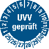 Prüfplakette UVV geprüft, 25-30, blau, Folie, selbstklebend, Ø 30mm, 10/Bogen Prüfplakette UVV geprüft, 25-30, blau, Folie, selbstklebend, Ø 30mm, 10/Bogen
