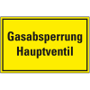 Hinweisschild Gasabsperrung Hauptventil, Kunststoff, 300x200mm