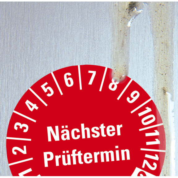 Prüfplakette NP 25-30, rot, Folie, für ölige Untergründe, Ø 30mm, 500/Rolle Prüfplakette NP 25-30, rot, Folie, für ölige Untergründe, Ø 30mm, 500/Rolle-Beschreibung lesen