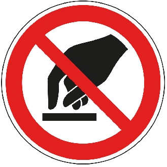 Verbotsschild Berühren verboten, Folie, selbstklebend, Ø 50mm, 10/Bogen, ASR A1.3, DIN EN ISO 7010 P010-Beschreibung lesen