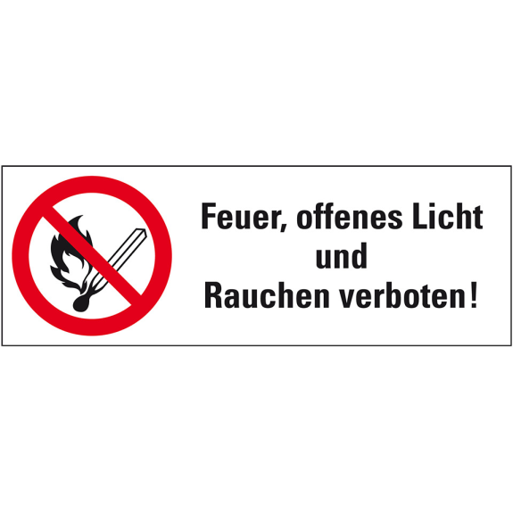 Verbots-Kombischild Feuer, offenes Licht.., praxisbewährt, Folie, selbstklebend, 210x74mm, BGV A8 Verbots-Kombischild Feuer, offenes Licht.., praxisbewährt, Folie, selbstklebend, 210x74mm, BGV A8-Beschreibung lesen