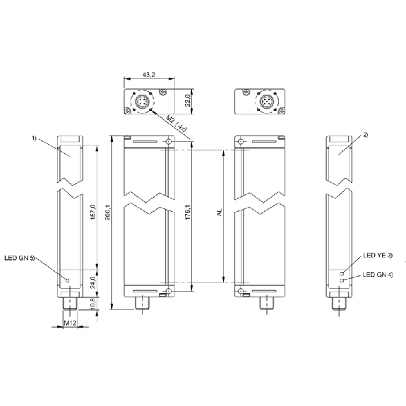 Rideau mesureur H=0150mm Rés=3,5mm P=2,1m 0-10V PNP NO - BLG 1-015-210-050-PV01-SX (BLG0003)-Lire la description