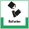 Abfallkennzeichen Batterien, mit Symbol und Text, Folie, selbstklebend, 200x200mm