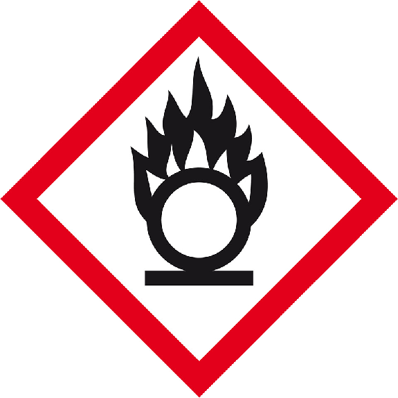 Gefahrensymbol Flamme über Kreis GHS 03, Folie, selbstklebend, 32x32mm, 500/Rolle, GHS-Verordnung-Beschreibung lesen