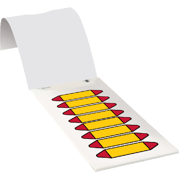 Rohrleitungsetikett zum Beschriften, gelb/rot, Folie, 17x75mm, 80/Heft, DIN 2403 Rohrleitungsetikett zum Beschriften, gelb/rot, Folie, 17x75mm, 80/Heft, DIN 2403-Beschreibung lesen