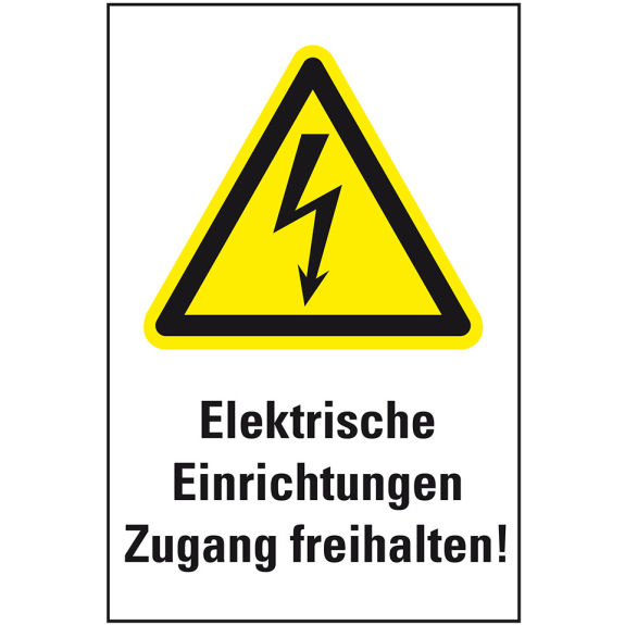 Warn-Kombischild Elektrische Einrichtungen Zugang, Folie, 200x300mm, ASR A1.3, DIN EN ISO 7010 W012 Warn-Kombischild Elektrische Einrichtungen Zugang, Folie, 200x300mm, ASR A1.3, DIN EN ISO 7010 W012-Beschreibung lesen