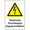 Warn-Kombischild Elektrische Einrichtungen Zugang, Folie, 200x300mm, ASR A1.3, DIN EN ISO 7010 W012 Warn-Kombischild Elektrische Einrichtungen Zugang, Folie, 200x300mm, ASR A1.3, DIN EN ISO 7010 W012