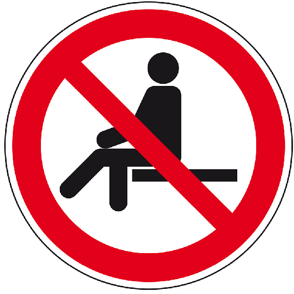 Verbotsschild Sitzen verboten, Folie, selbstklebend, Ø 100mm, DIN EN ISO 7010 P018 Verbotsschild Sitzen verboten, Folie, selbstklebend, Ø 100mm, DIN EN ISO 7010 P018-Beschreibung lesen