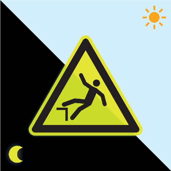 PERMALIGHT power langnachleuchtend Warnschild Warnung vor Absturzgefahr, ISO, Folie, fluoreszierend, SL 100mm PERMALIGHT power langnachleuchtend Warnschild Warnung vor Absturzgefahr, ISO, Folie, fluoreszierend, SL 100mm-Beschreibung lesen